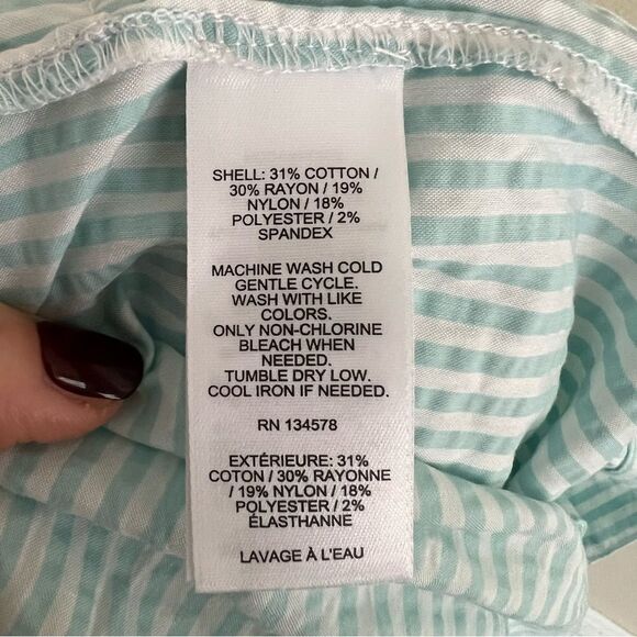 Vineyard Vines Seersucker Striped Romper in Aqua Size Large Short Sleeve - Picture 11 of 11